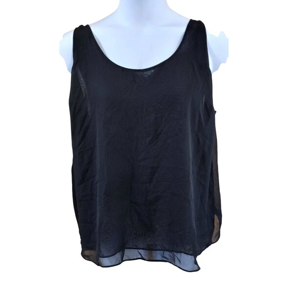 Old Navy Double Layer Chiffon Tank Black Sheer whimsygoth chic glam elegant - Picture 2 of 7